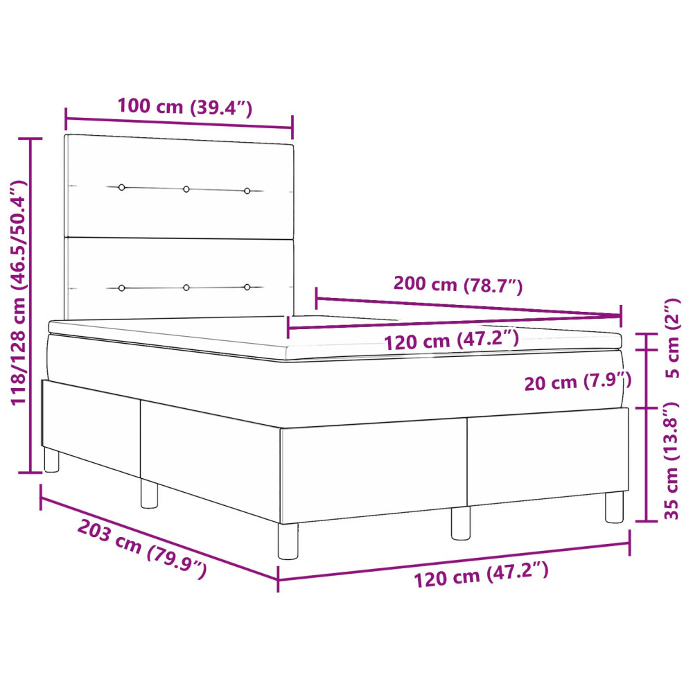 Produktbild för Bäddfjäder med huvudgavel Blå 120 x 200 cm tyg