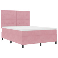 Produktbild för Bäddfjäder med huvudgavel Rosa 140 x 190 cm Sammet