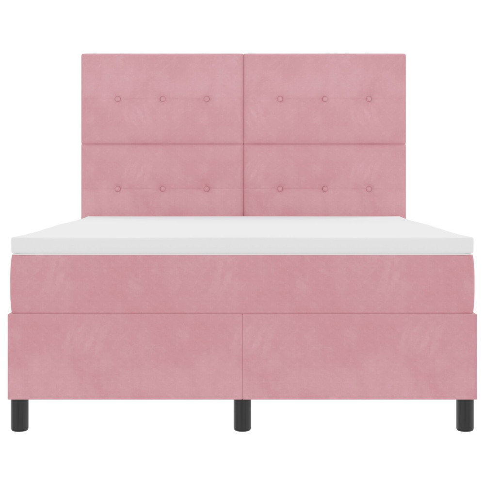 Produktbild för Bäddfjäder med huvudgavel Rosa 140 x 190 cm Sammet