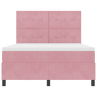 Produktbild för Bäddfjäder med huvudgavel Rosa 140 x 190 cm Sammet