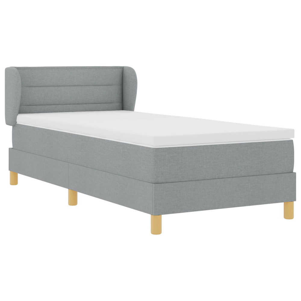 Produktbild för Bäddfjäder med madrass med huvudgavel Ljusgrå 90 x 200 cm tyg