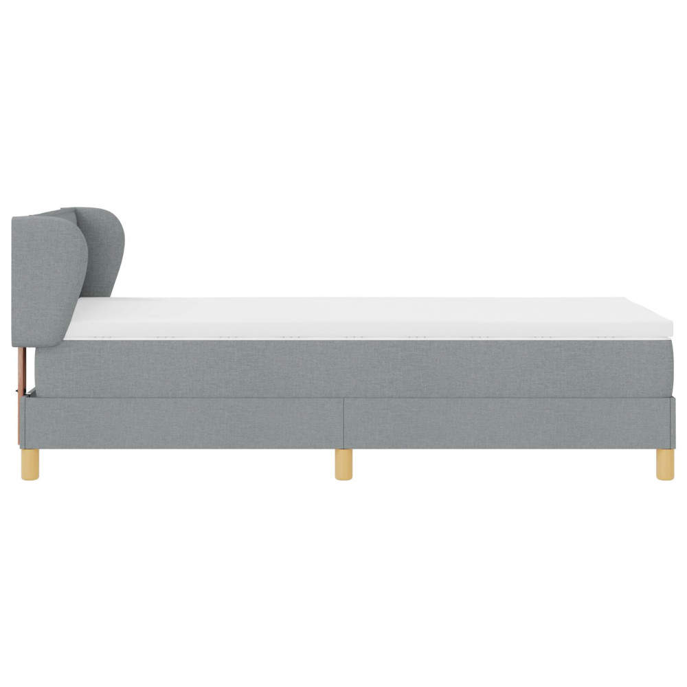 Produktbild för Bäddfjäder med madrass med huvudgavel Ljusgrå 90 x 200 cm tyg