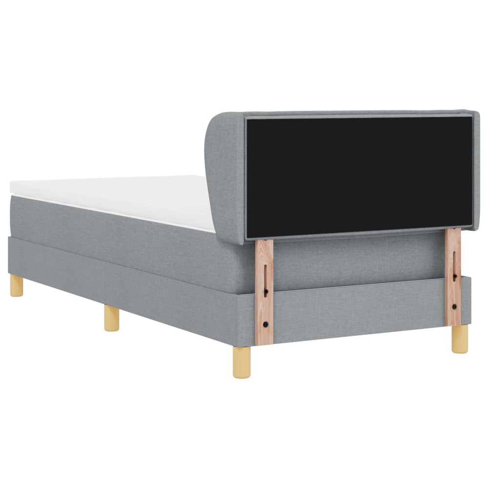 Produktbild för Bäddfjäder med madrass med huvudgavel Ljusgrå 90 x 200 cm tyg