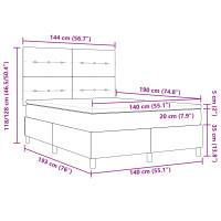 Produktbild för LED Box Säng med huvudgavel Rosa 140 x 190 cm Sammet
