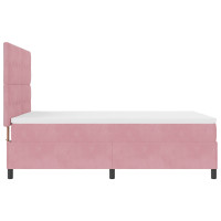 Produktbild för LED Box Säng med huvudgavel Rosa 140 x 190 cm Sammet
