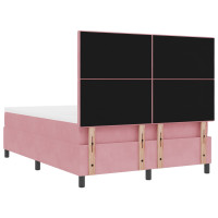 Produktbild för LED Box Säng med huvudgavel Rosa 140 x 190 cm Sammet