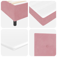 Produktbild för LED Box Säng med huvudgavel Rosa 140 x 190 cm Sammet