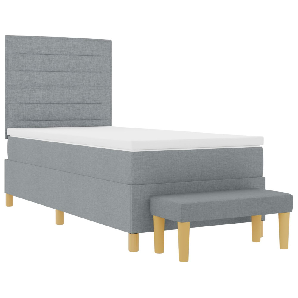 Produktbild för Bäddfjäder med huvudgavel Ljusgrå 200 x 100 cm tyg