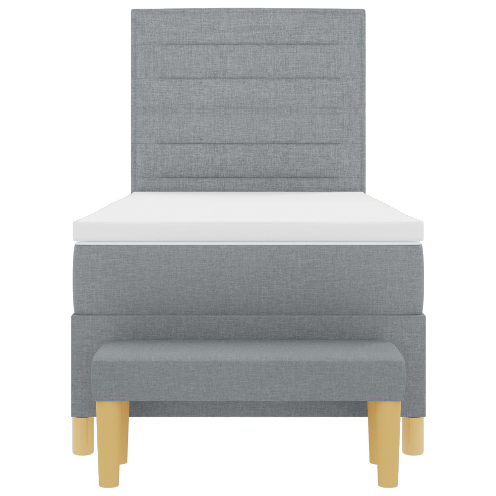 Produktbild för Bäddfjäder med huvudgavel Ljusgrå 200 x 100 cm tyg