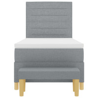 Produktbild för Bäddfjäder med huvudgavel Ljusgrå 200 x 100 cm tyg