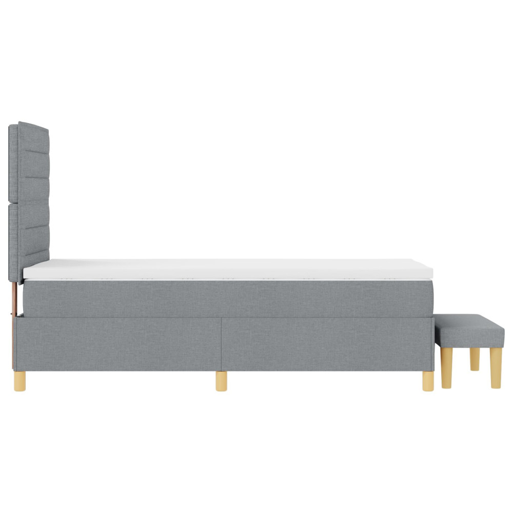 Produktbild för Bäddfjäder med huvudgavel Ljusgrå 200 x 100 cm tyg