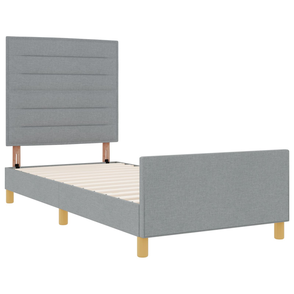 Produktbild för Sängram med huvudgavel Ljusgrå 100 x 200 cm tyg