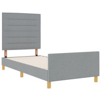 Produktbild för Sängram med huvudgavel Ljusgrå 100 x 200 cm tyg