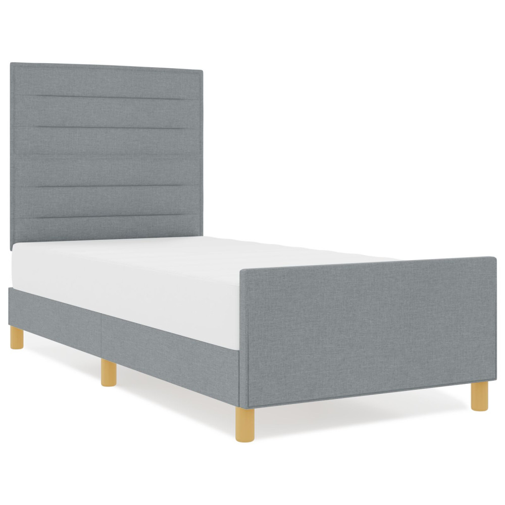 Produktbild för Sängram med huvudgavel Ljusgrå 100 x 200 cm tyg
