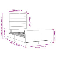 Produktbild för Sängram med huvudgavel Ljusgrå 100 x 200 cm tyg