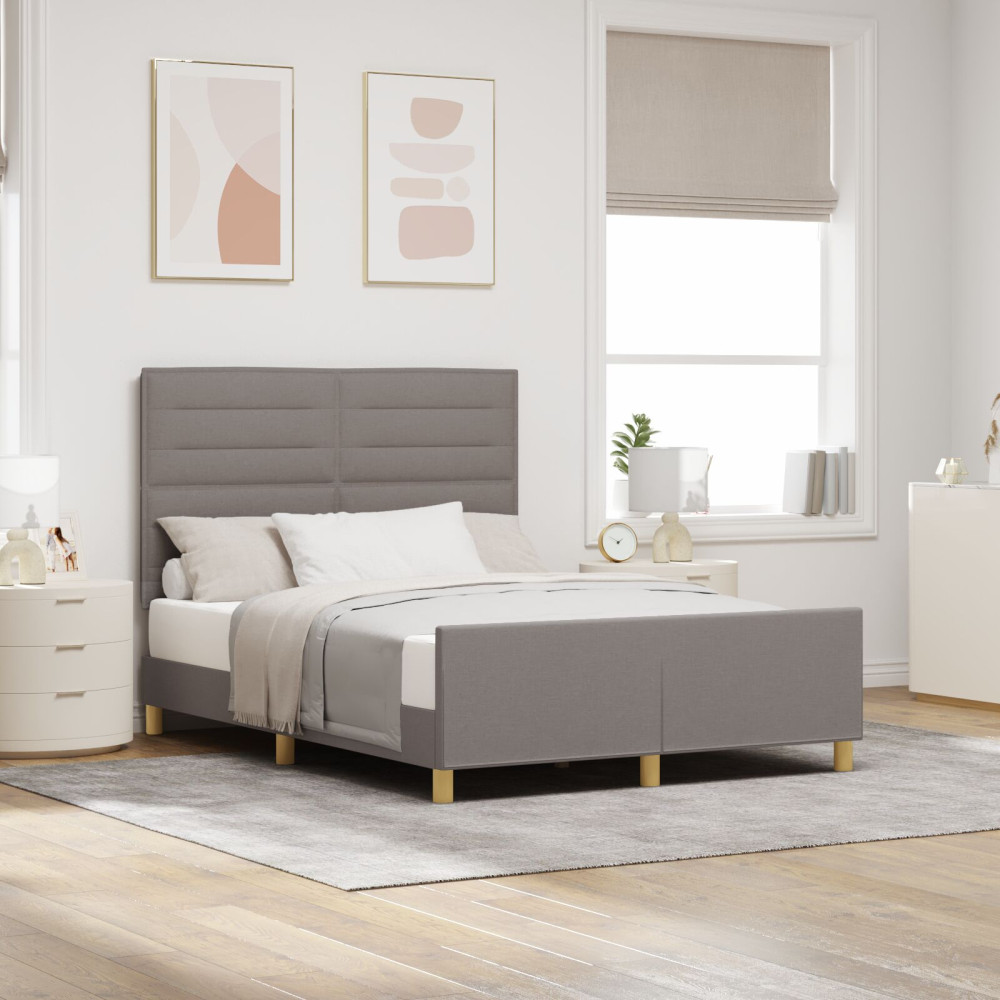 Produktbild för Sängram med huvudgavel Taupe 140 x 190 cm tyg