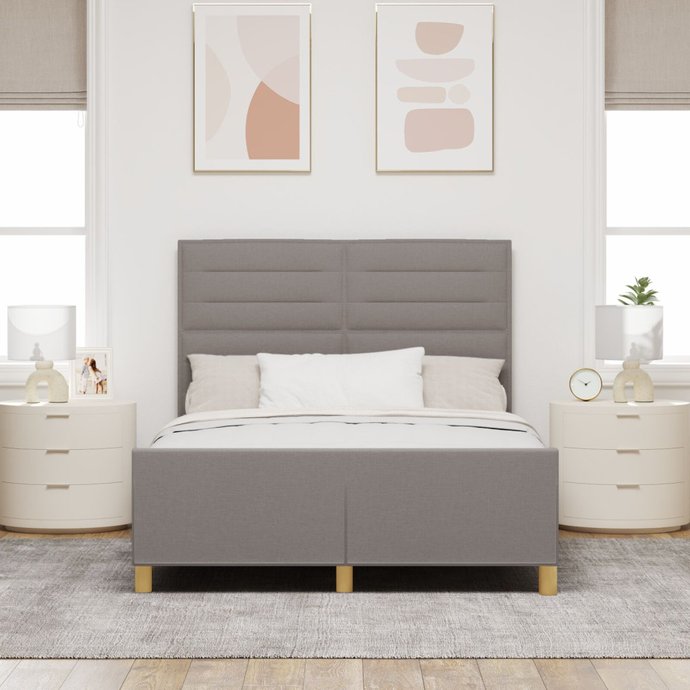 Produktbild för Sängram med huvudgavel Taupe 140 x 190 cm tyg