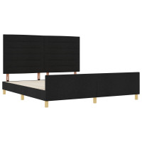 Produktbild för Sängram med huvudgavel Svart 180 x 200 cm tyg