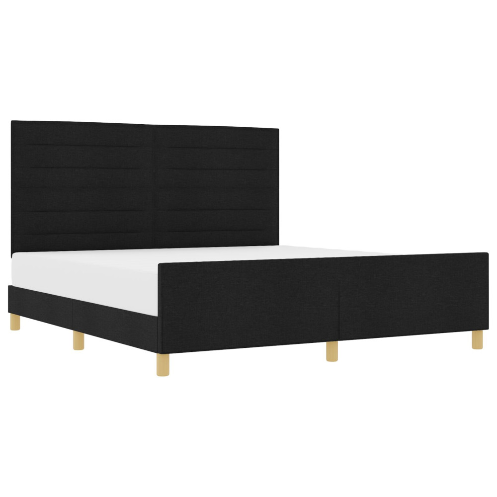 Produktbild för Sängram med huvudgavel Svart 180 x 200 cm tyg