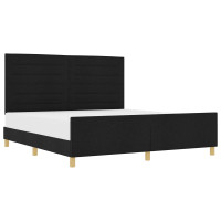 Produktbild för Sängram med huvudgavel Svart 180 x 200 cm tyg