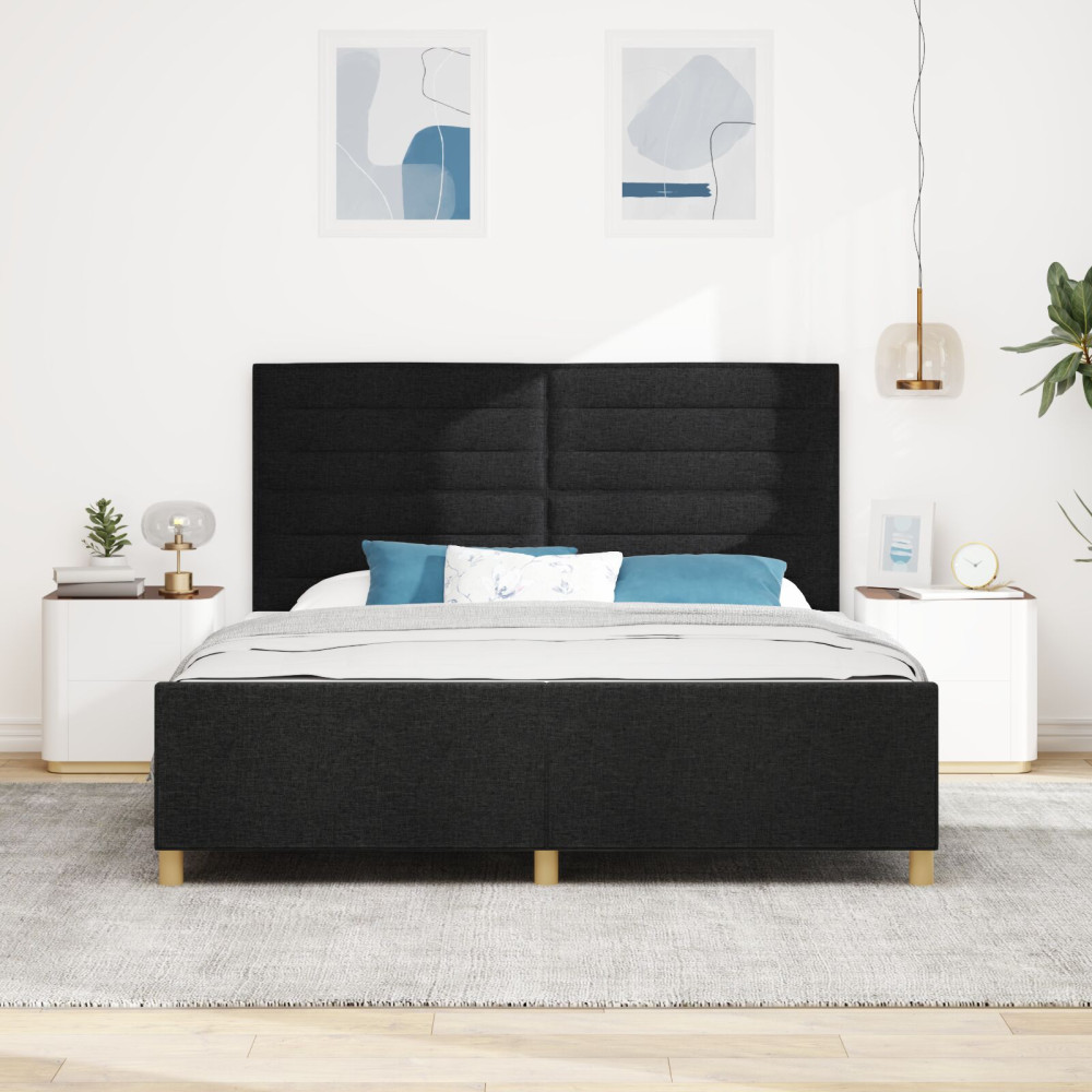 Produktbild för Sängram med huvudgavel Svart 180 x 200 cm tyg