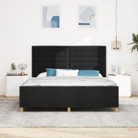 Produktbild för Sängram med huvudgavel Svart 180 x 200 cm tyg