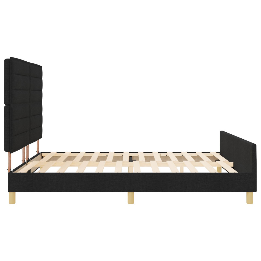 Produktbild för Sängram med huvudgavel Svart 180 x 200 cm tyg
