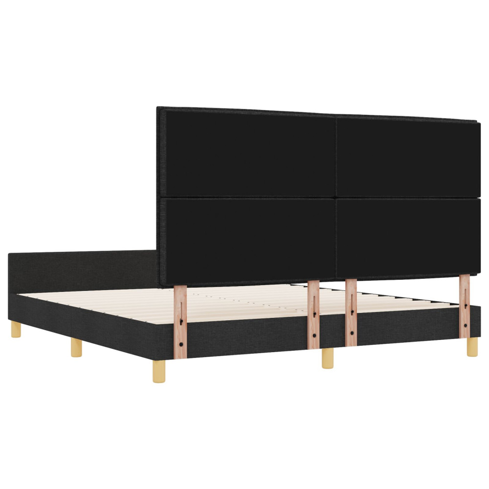 Produktbild för Sängram med huvudgavel Svart 180 x 200 cm tyg