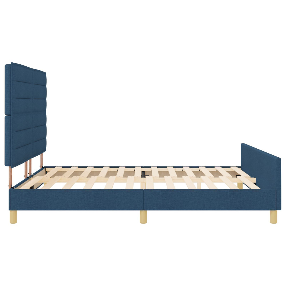 Produktbild för Sängram med huvudgavel Blå 180 x 200 cm tyg