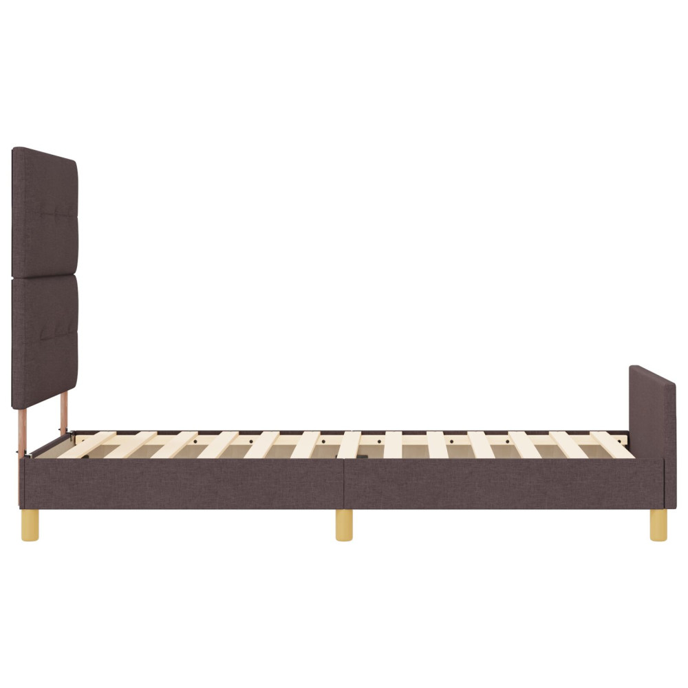 Produktbild för Sängram med huvudgavel Mörkbrun 80 x 200 cm tyg