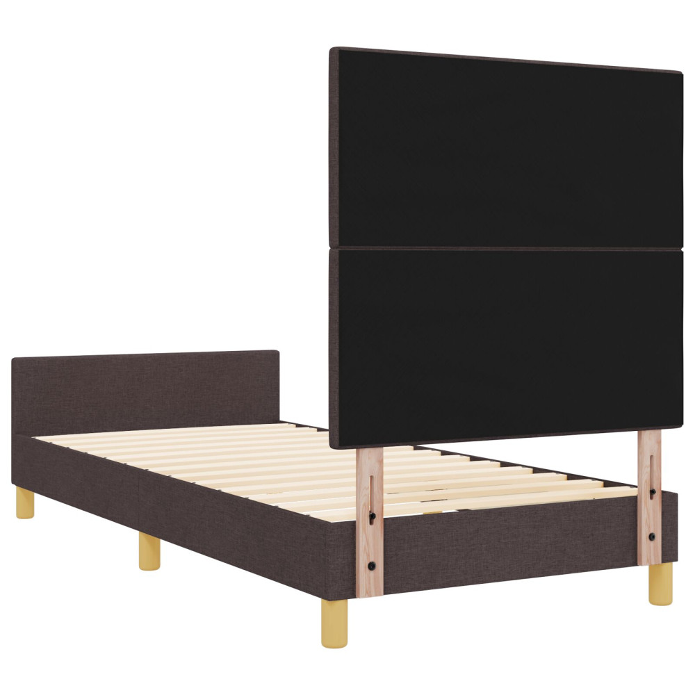 Produktbild för Sängram med huvudgavel Mörkbrun 80 x 200 cm tyg
