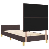 Produktbild för Sängram med huvudgavel Mörkbrun 80 x 200 cm tyg