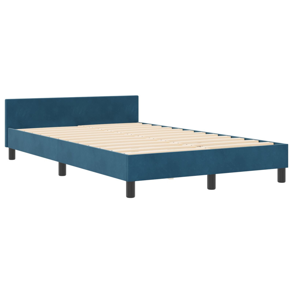 Produktbild för Bäddfjäder med huvudgavel Mörkblå 120 x 200 cm Sammet
