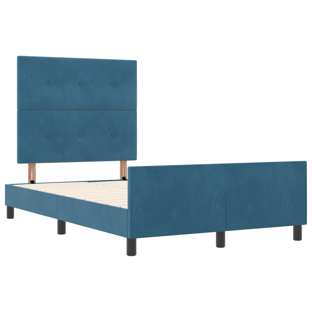Produktbild för Bäddfjäder med huvudgavel Mörkblå 120 x 200 cm Sammet