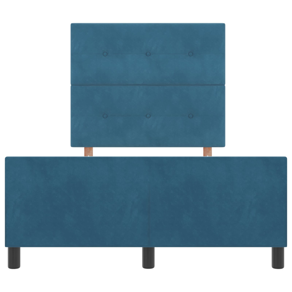 Produktbild för Bäddfjäder med huvudgavel Mörkblå 120 x 200 cm Sammet