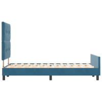 Produktbild för Bäddfjäder med huvudgavel Mörkblå 120 x 200 cm Sammet