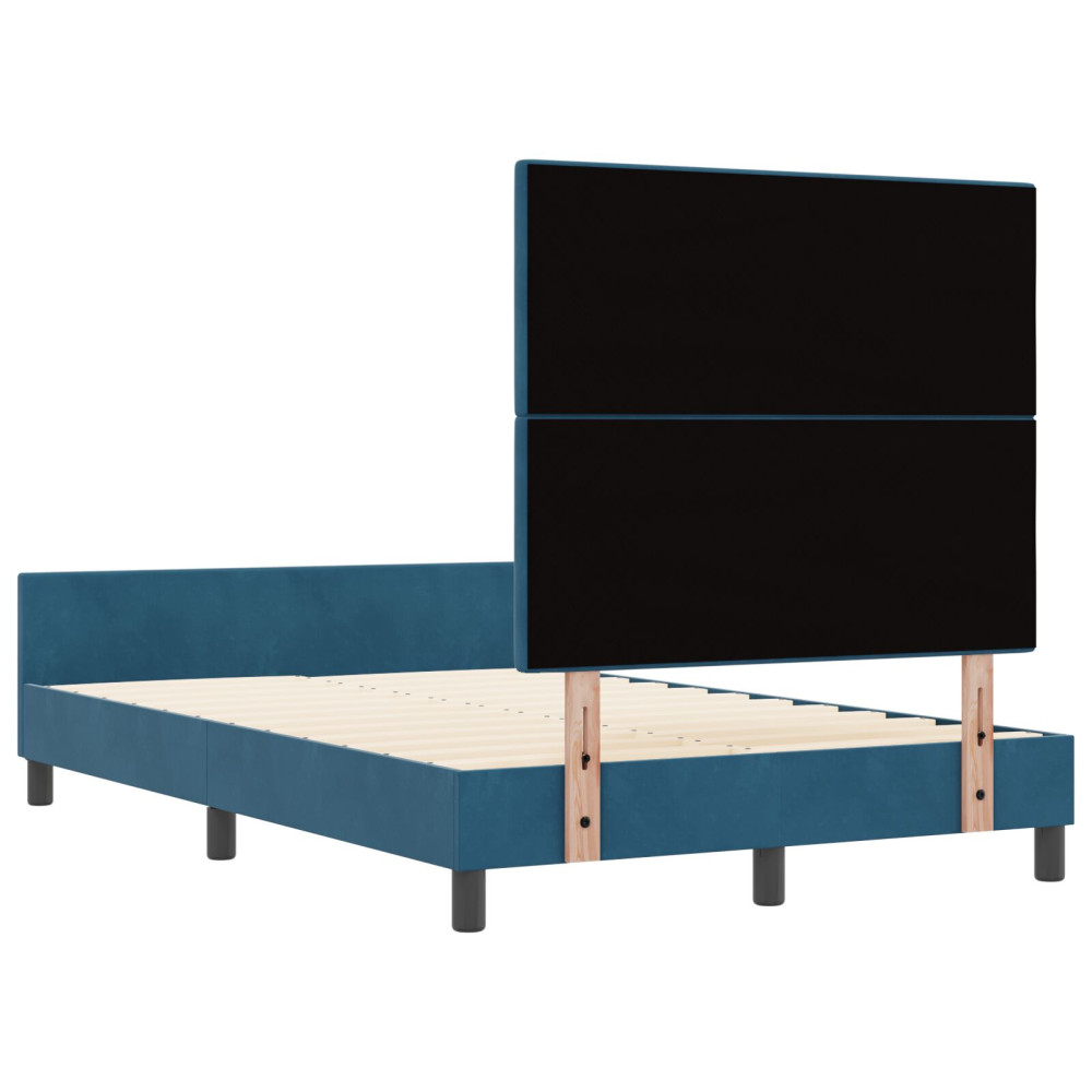 Produktbild för Bäddfjäder med huvudgavel Mörkblå 120 x 200 cm Sammet