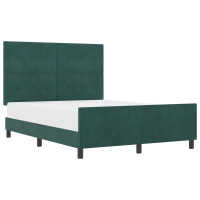 Produktbild för Bäddfjäder med huvudgavel Mörkgrön 140 x 190 cm Sammet