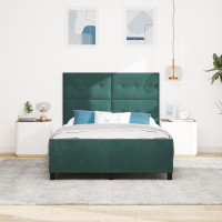 Produktbild för Bäddfjäder med huvudgavel Mörkgrön 140 x 190 cm Sammet