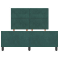 Produktbild för Bäddfjäder med huvudgavel Mörkgrön 140 x 190 cm Sammet