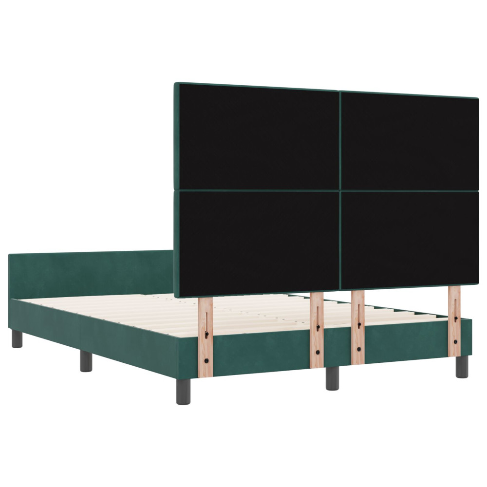 Produktbild för Bäddfjäder med huvudgavel Mörkgrön 140 x 190 cm Sammet