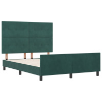 Produktbild för Bäddfjäder med huvudgavel Mörkgrön 140 x 200 cm Sammet