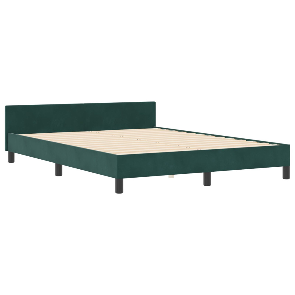 Produktbild för Bäddfjäder med huvudgavel Mörkgrön 140 x 200 cm Sammet