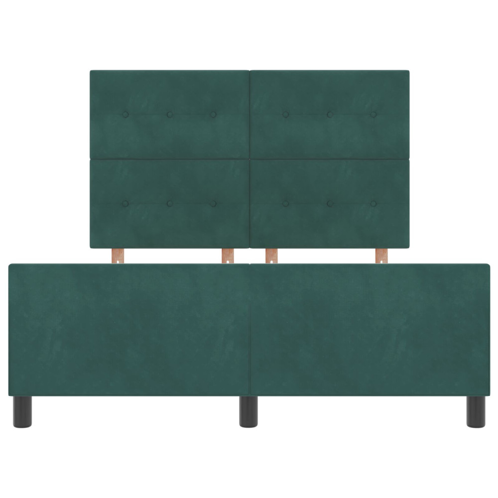 Produktbild för Bäddfjäder med huvudgavel Mörkgrön 140 x 200 cm Sammet