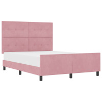 Produktbild för Bäddfjäder med huvudgavel Rosa 140 x 200 cm Sammet