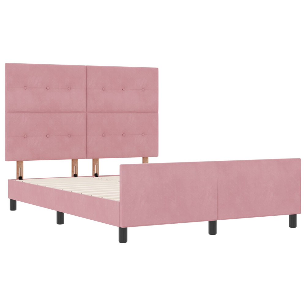 Produktbild för Bäddfjäder med huvudgavel Rosa 140 x 200 cm Sammet