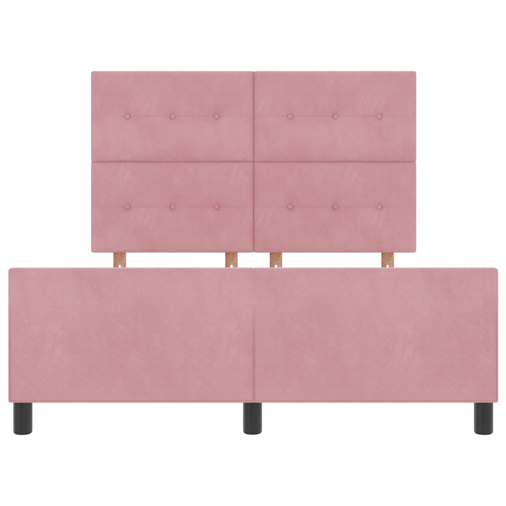 Produktbild för Bäddfjäder med huvudgavel Rosa 140 x 200 cm Sammet