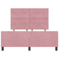 Produktbild för Bäddfjäder med huvudgavel Rosa 140 x 200 cm Sammet