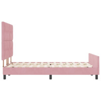 Produktbild för Bäddfjäder med huvudgavel Rosa 140 x 200 cm Sammet