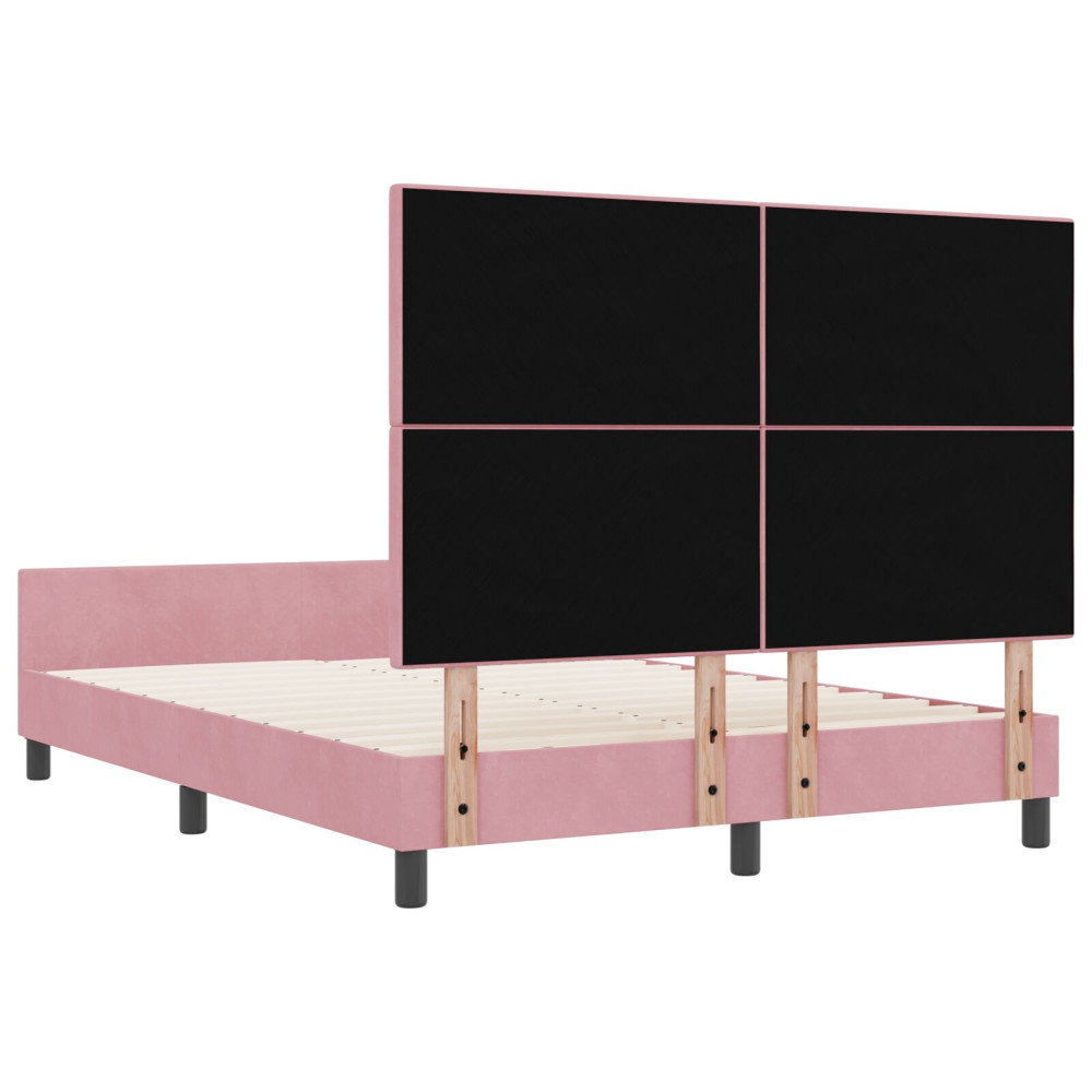 Produktbild för Bäddfjäder med huvudgavel Rosa 140 x 200 cm Sammet